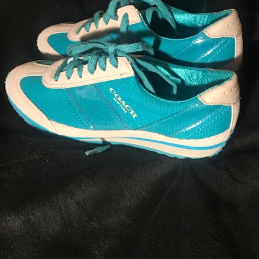 Coach teal sneakers, size 5